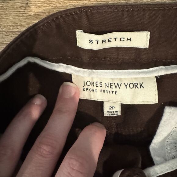 Jones New York Sport Petite Chino Pants Slacks Stretch Chocolate Brown Size 2P - Picture 6 of 10